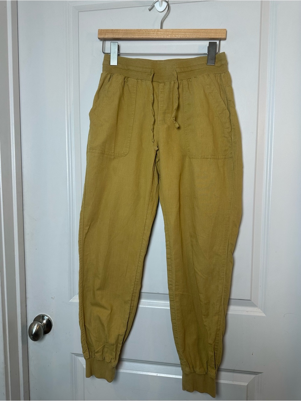 PACT Organic Cotton/ Linen Blend Pull On Tan Lightweight Jogger Pants, Small